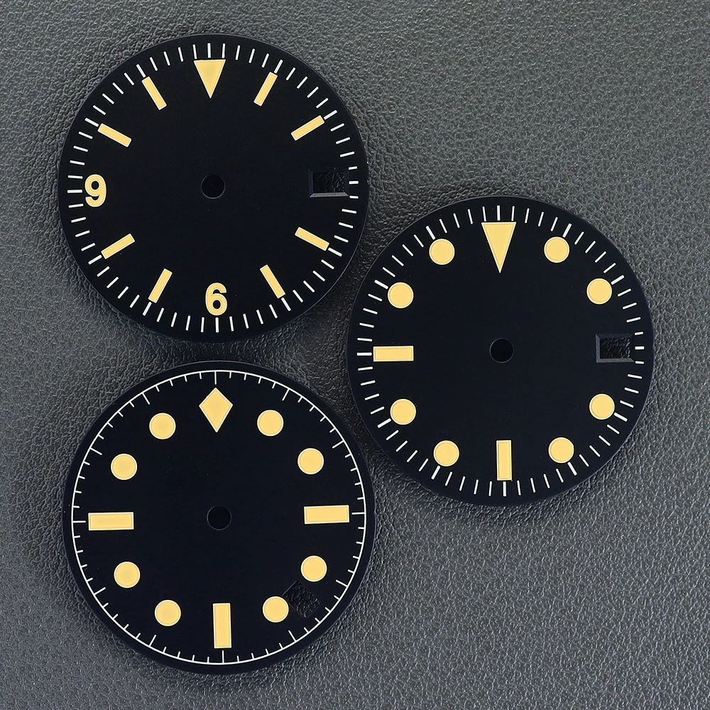 YEJIAOLAN 28.5mm cadran de montre visage Date fenêtre vert lumineux noir pour NH35 NH35A mouvement automatique montre accessoires pièces bricolage