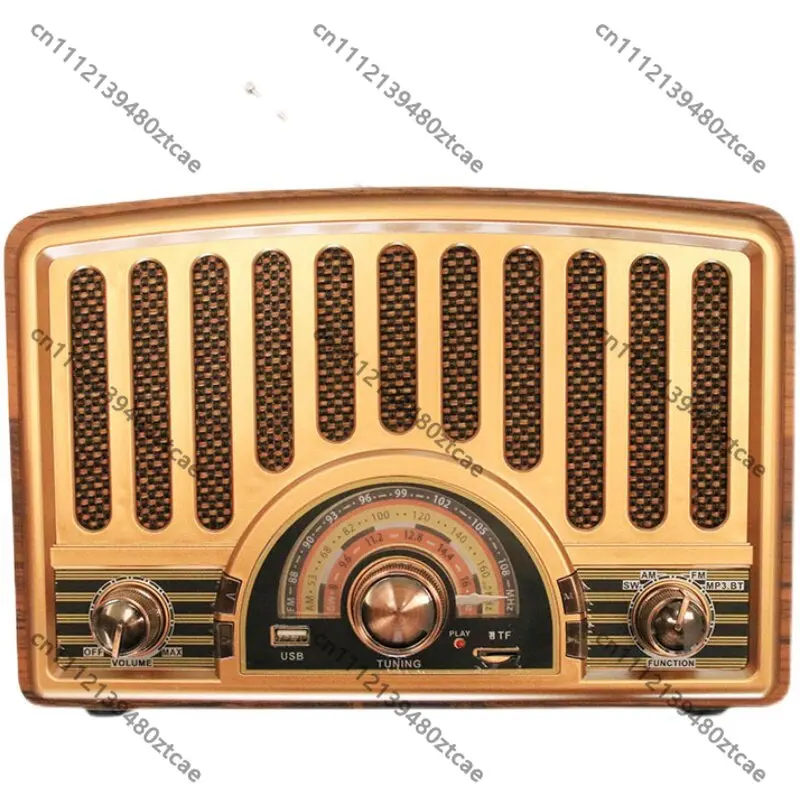 Wooden Retro Desktop Full Band Radio For Elderly Bluetooth Card Rechargeable Audio Speaker