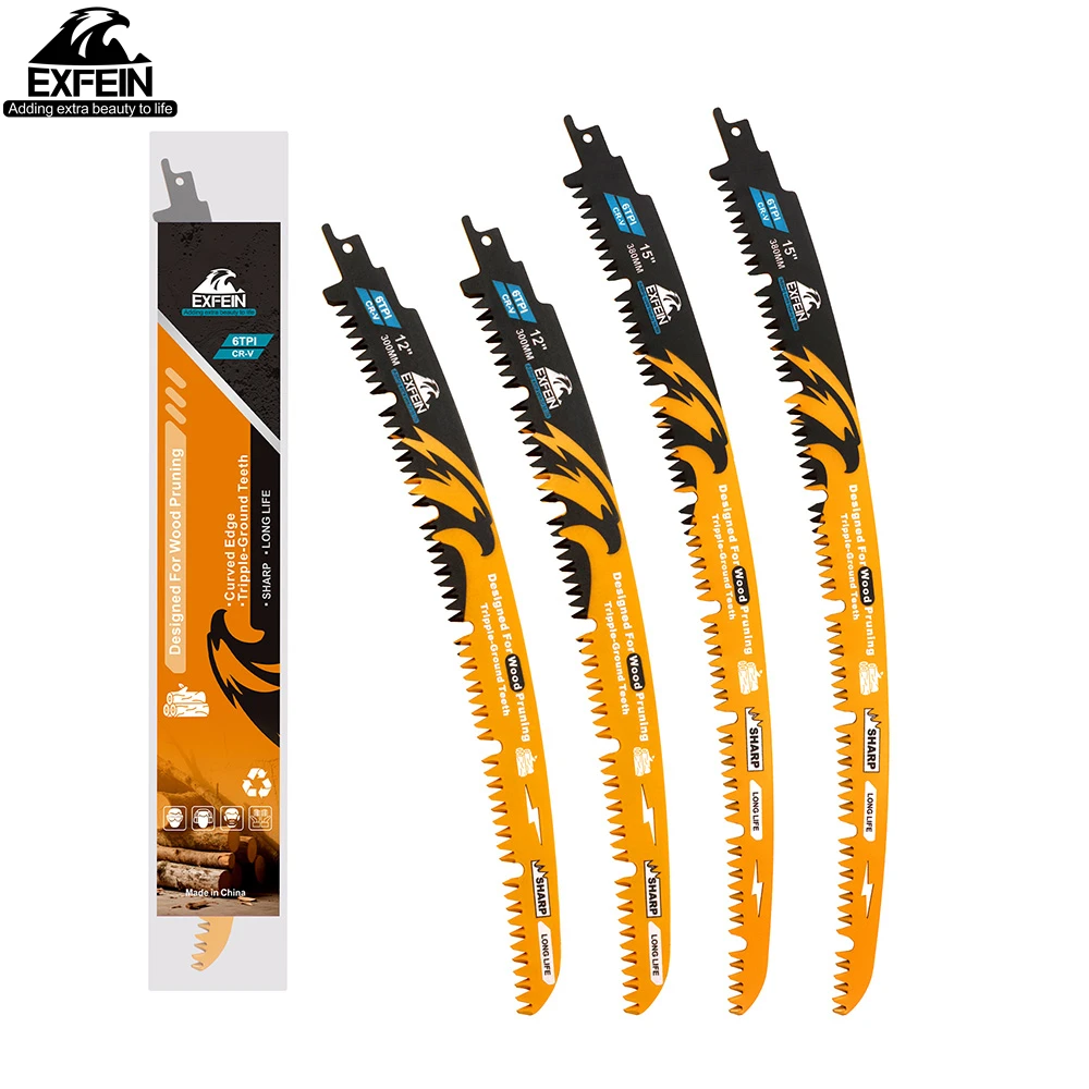 EXFEIN الأسنان الترددية المنشار بليد مجموعة تشذيب المنشار قطع سجل الخشب التشذيب لتقليم الأشجار قطع الخشب