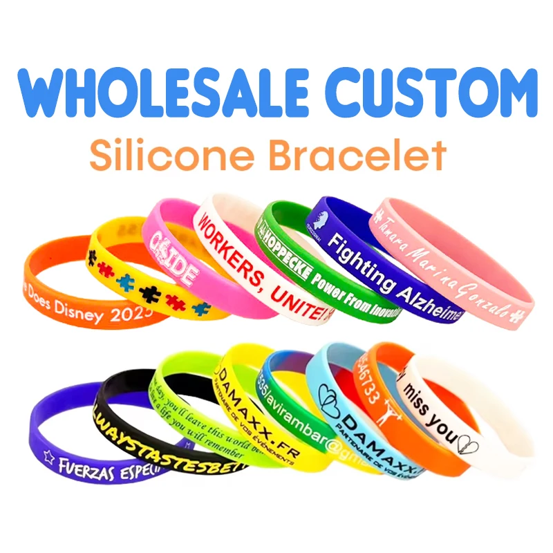 1Lot Wholesale Silicone Bracelets for Women Men SOS ID Phone Number DIY Couple Bracelet Rubber Wristbands Gifts for Party Events