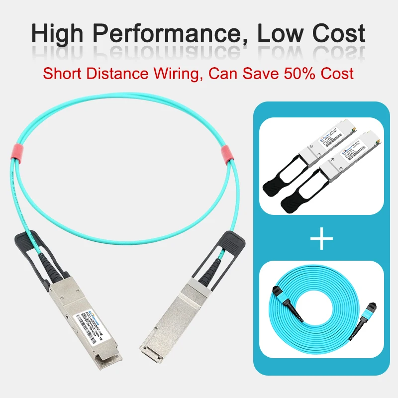 40Gb QSFP AOC Cable 1/2/3/5/10/20m QSFP+ to QSFP+ Active Optical Cable OM3-Aqua LSZH Fiber Cable Mellanox/MikroTik/Cisco Switch