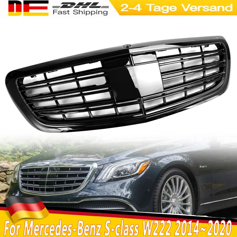 Glänzend schwarzer Auto-Frontgrill für Mercedes-Benz S-Klasse W222 S560 S550 S600 2014–2020 für Maybach Style Front Sport Grill
