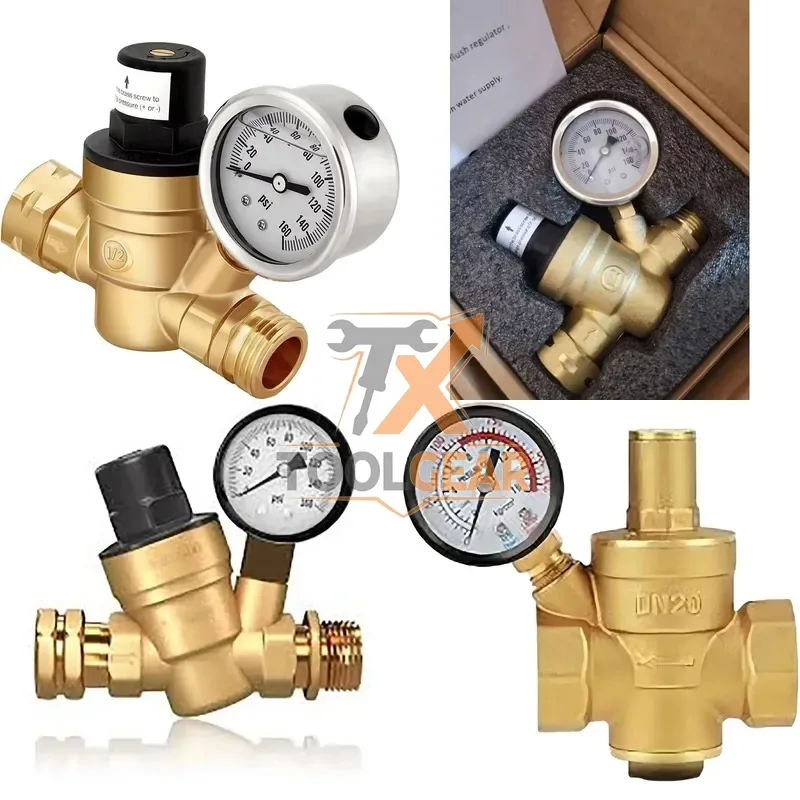 2026hotsale* Brass Pneumatic Control Water Pressure Reducing Valve 3/4 & 1/2 in Adjustable Pressure Regulating Valve