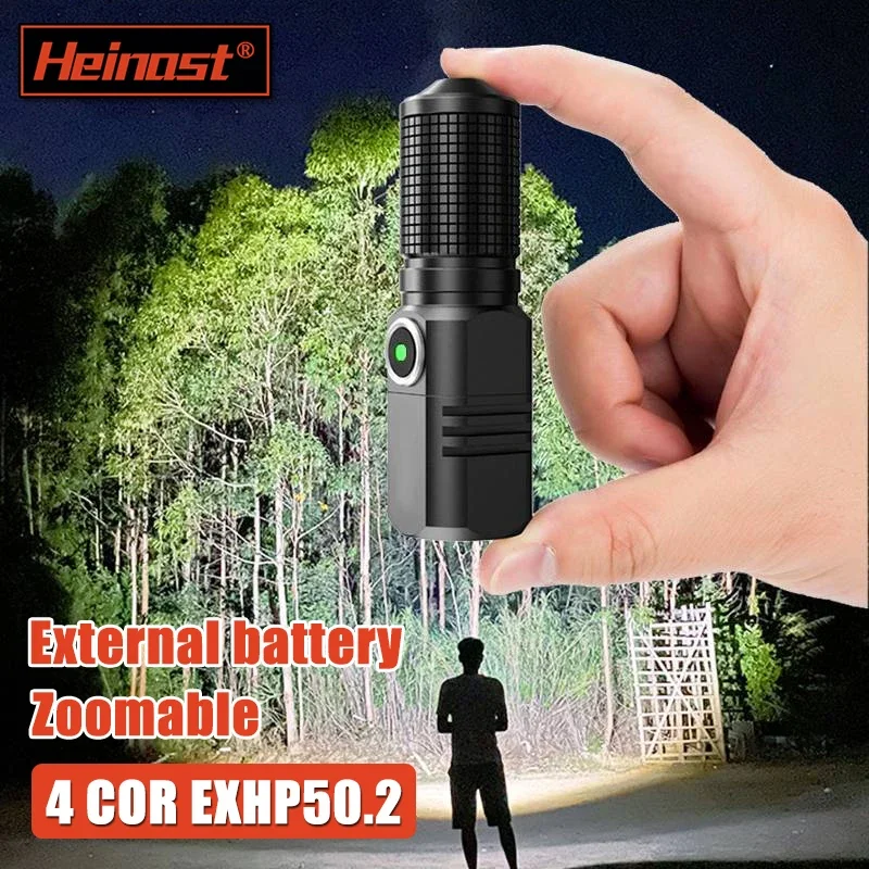 Mini Flashlight XHP50 LED USB C Rechargeable 16340 18650 Battery Flashlight 1500lm Powerful Torch Can Be Closed with One Click