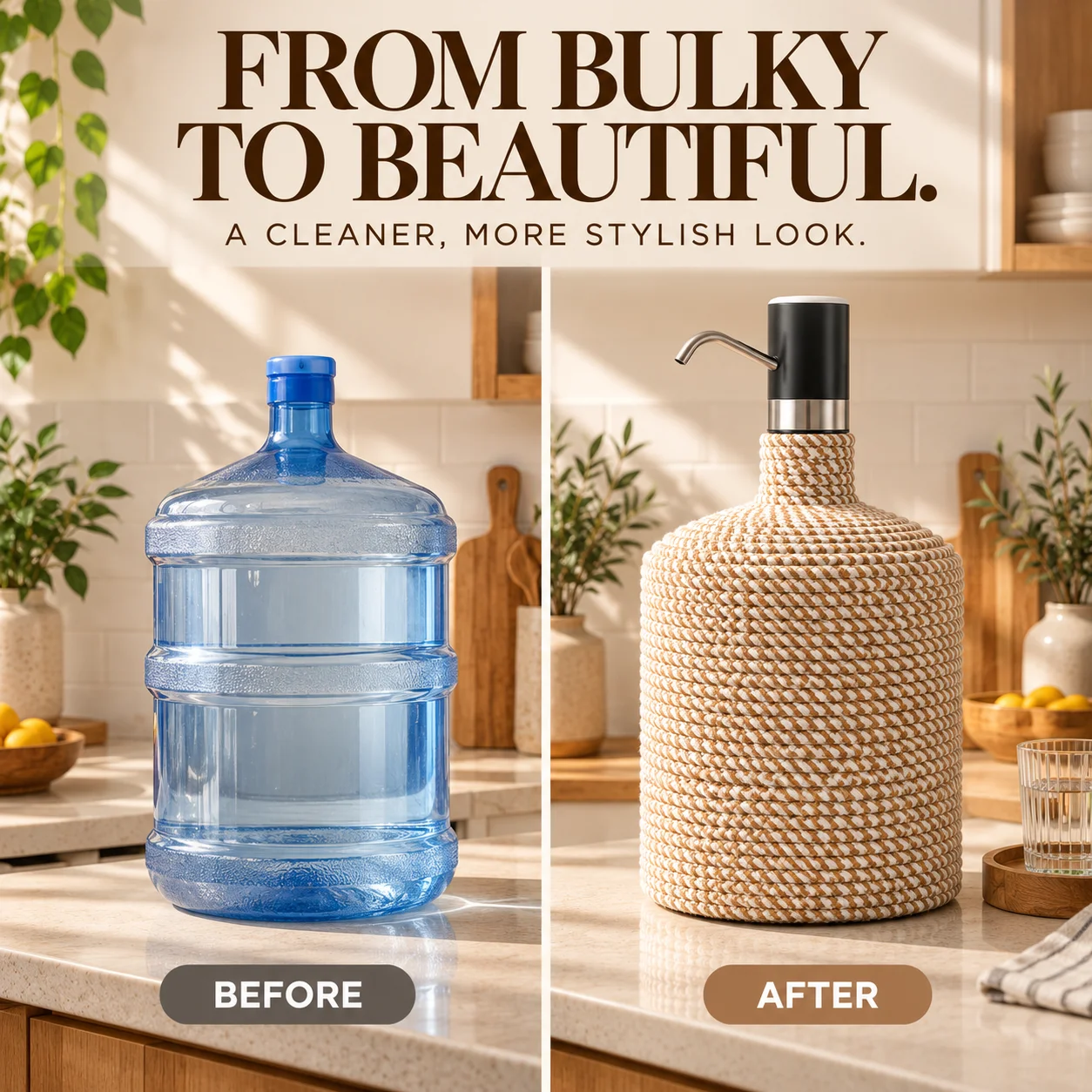 5 Gallon Water Bottle Cover, Woven Cotton Rope Water Jug Cover Decorative Water Dispenser Cover for Kitchen Home Office