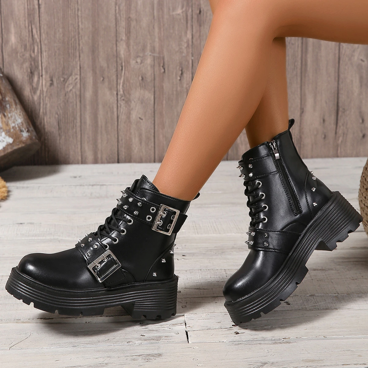 Mulheres rock tornozelo botas novo outono zíper cor sólida romano estilo básico botas confortáveis botas de designer sapatos femininos para mulher