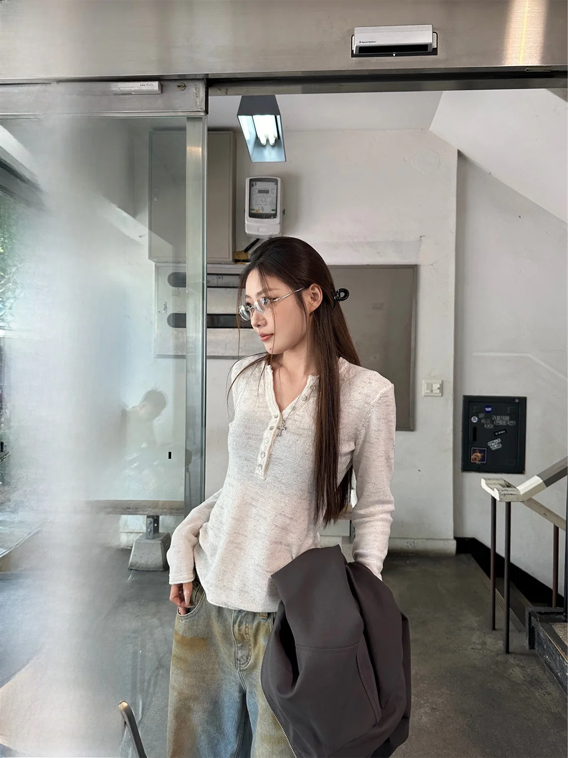 

D YANGJUN, осенне-зимняя хлопково-льняная футболка с v-образным вырезом Long Sve Base irt Генри Sle, женская модная футболка Slim Fit irt