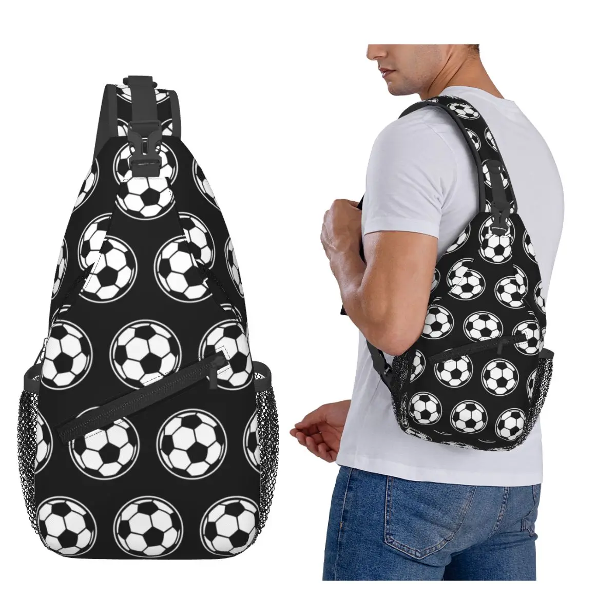 

Soccer Ball Football Icon Chest Bag Men Sling Crossbody Backpack Chest Bag Travel Hiking Daypack Shoulder Bag