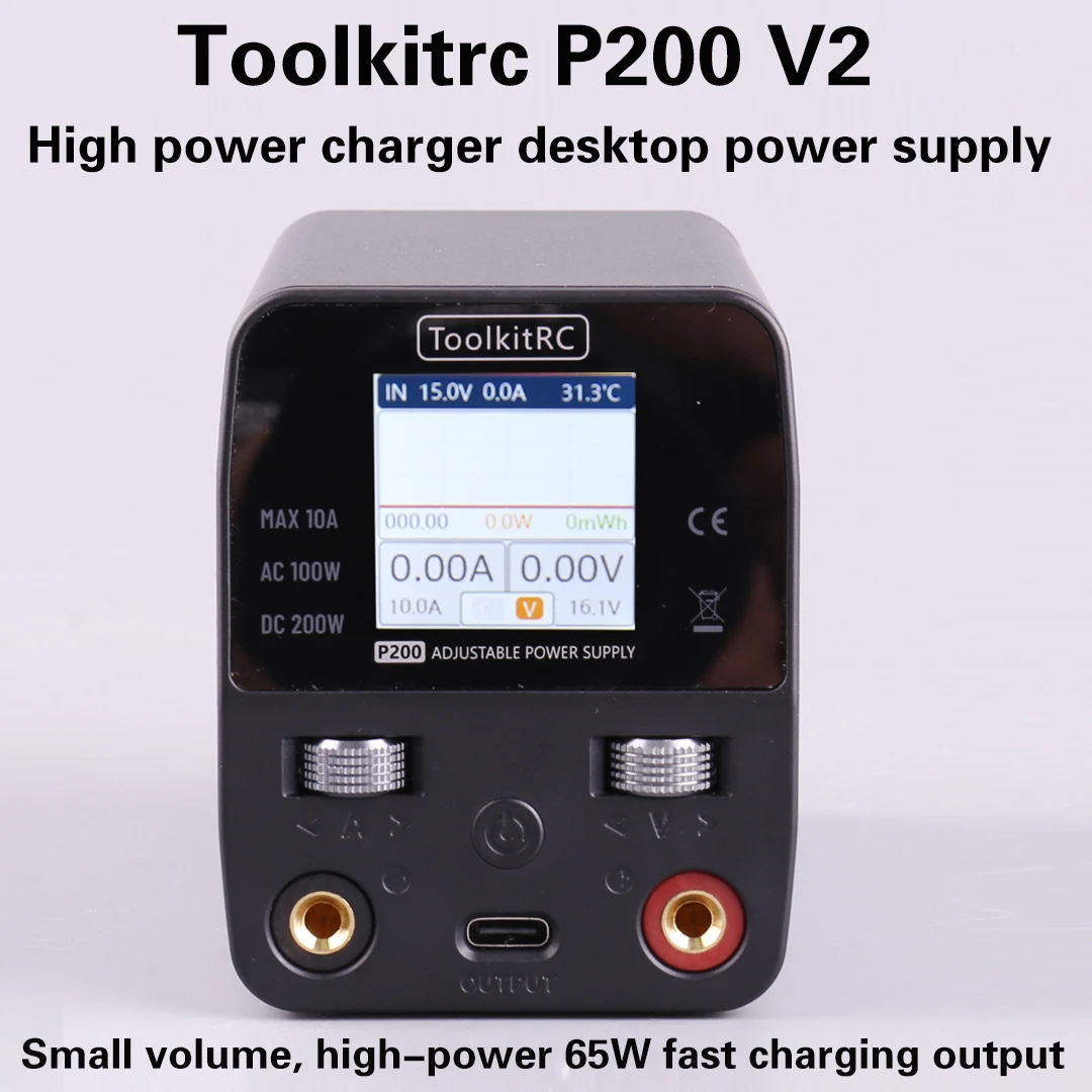 ToolkitRC P200 V2 AC100W DC200W 65W Mini Desktop Fast Charger IPS LCD Wide-angle Display Type-C Protocol for Huawei for Samsung