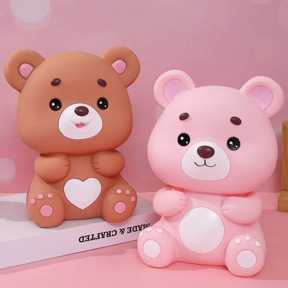 Durable Cute Little Bear Piggy Bank Handmade Anti-fall Bear Saving Bank Waterproof Cartoon Saving Jar Desktop