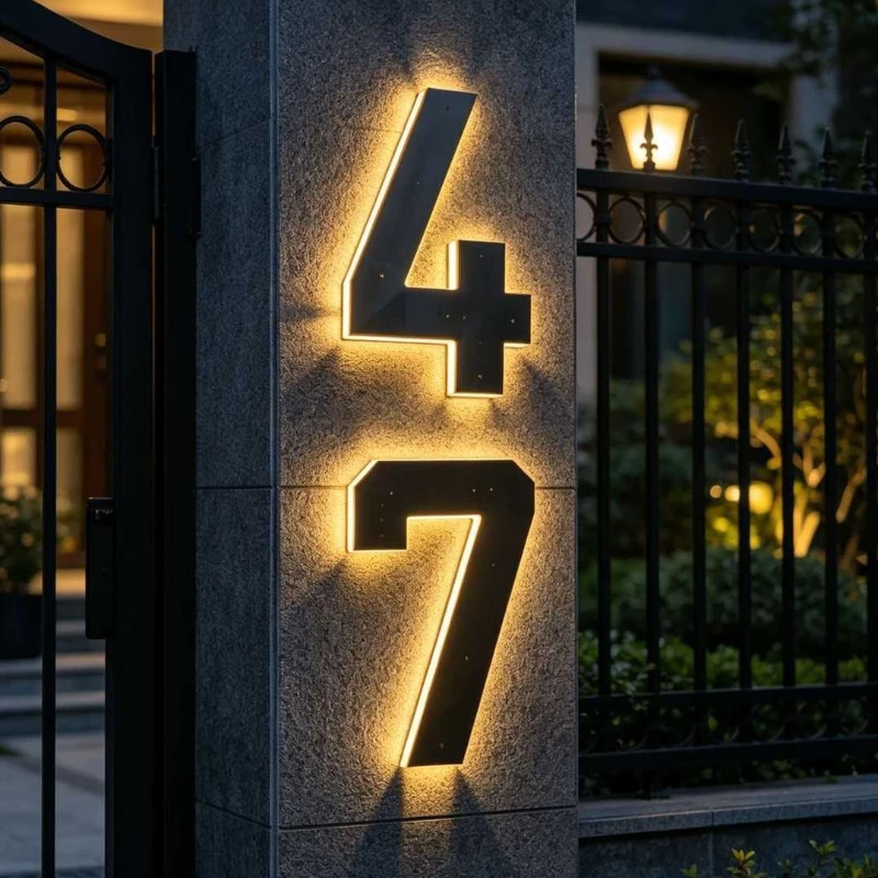 4/6/9inch LED Solar House Number Light Waterproof Address Plate with Light Sensor for Home Entrance Yard Wall Outdoor Decoration