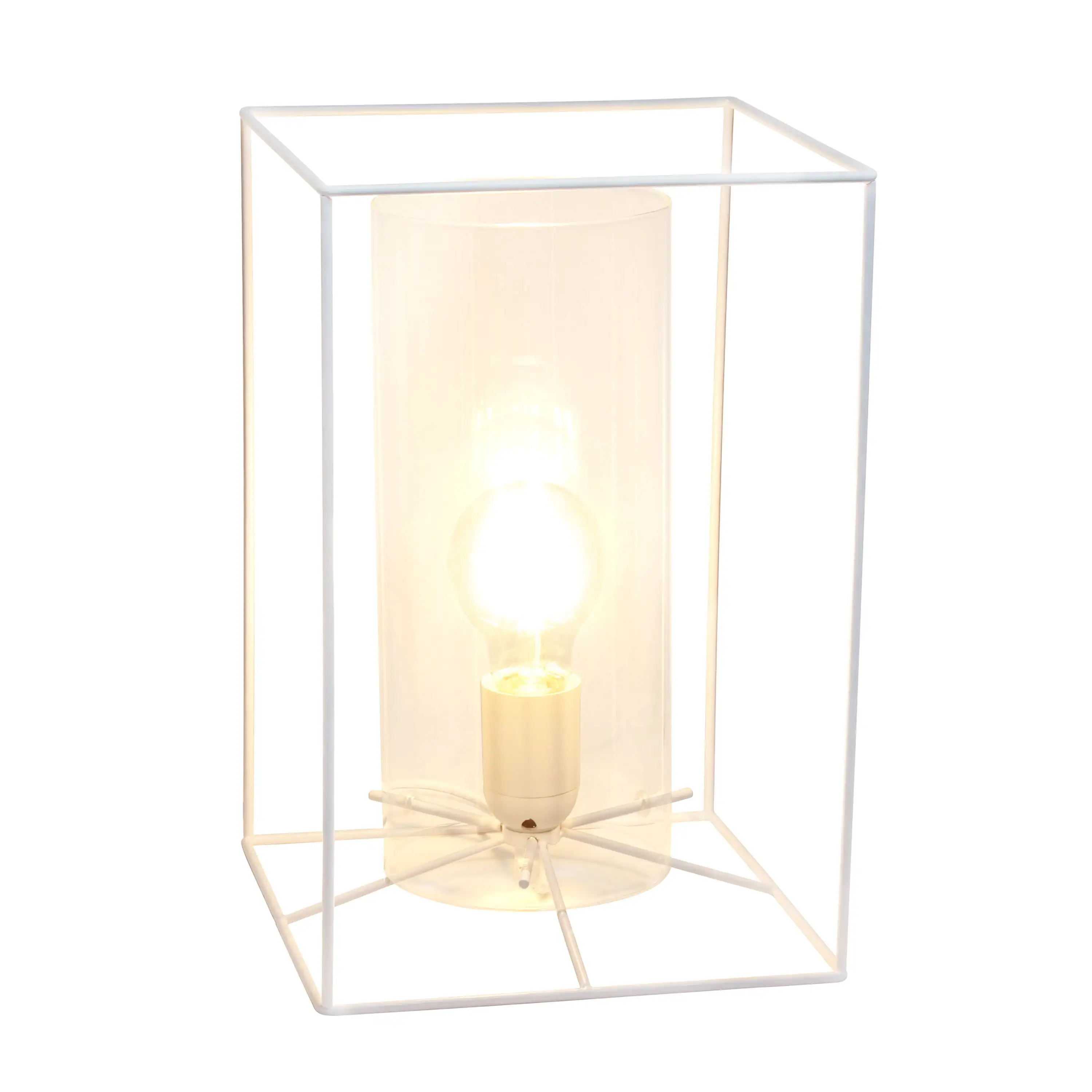 

Lalia Home Metal Framed Table Lamp in White with Clear Shade