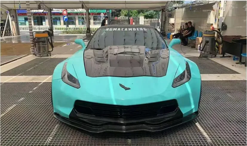 

Real Carbon Fiber Car Front Bumper Lip Splitters Flaps Spoiler Cover Body Kit For Chevrolet Corvette C8 2019 2020 2021 2022