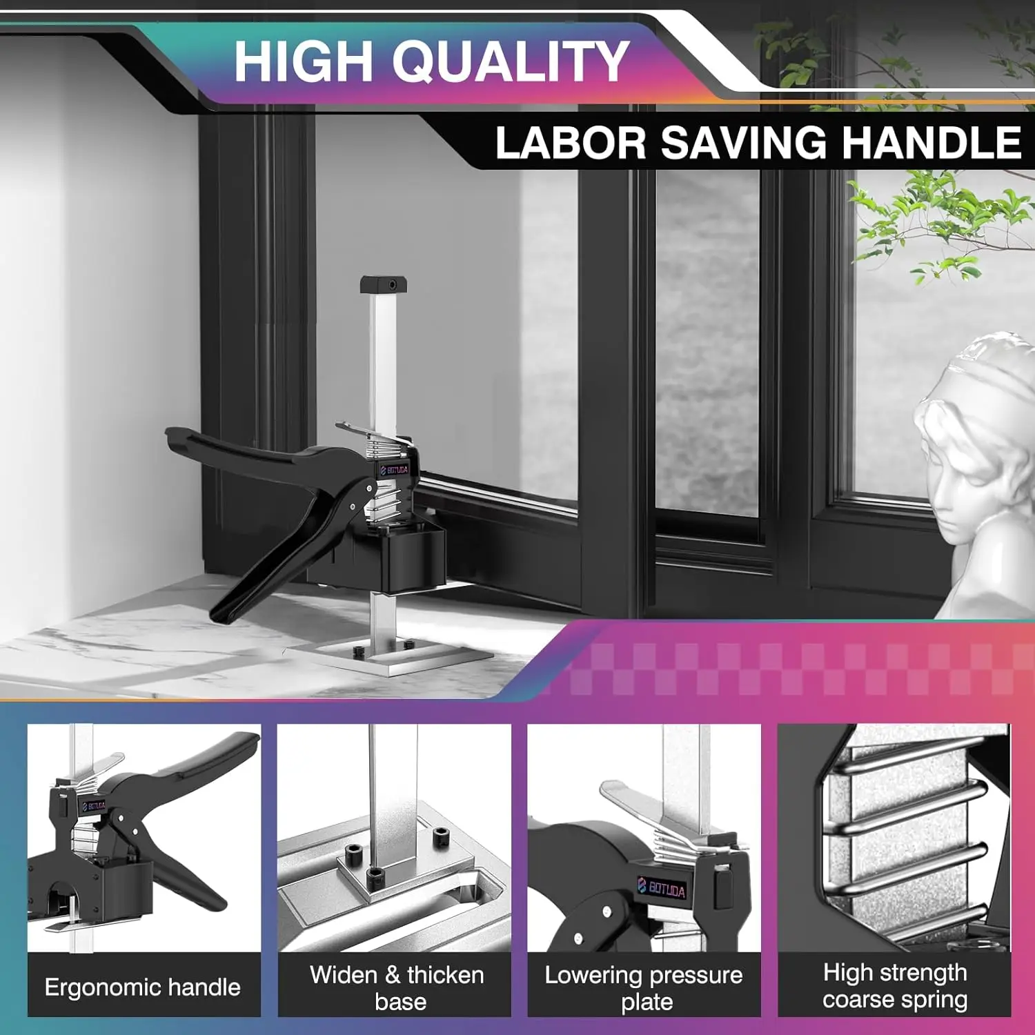 Zestaw 2 szt. wytrzymałych podnośników do mebli, udźwig 163 kg, regulacja wysokości 17 cm do szafek i drzwi