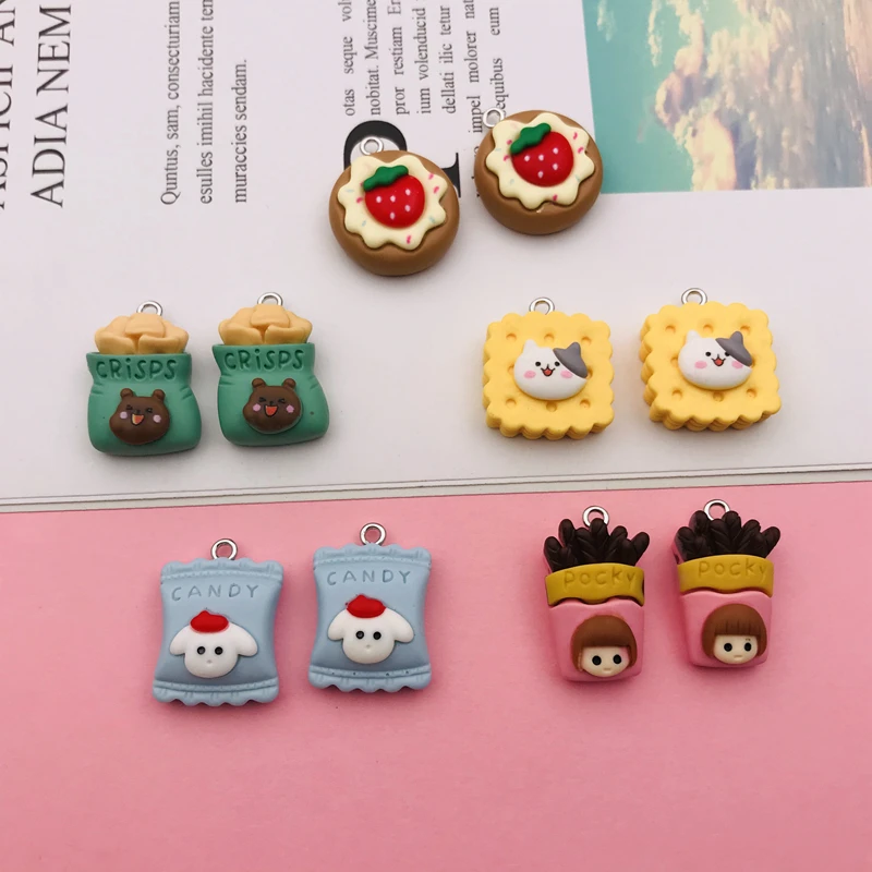 10pcs Hot Selling Resin Kawaii New Cookie Chip Charm for Keychain, Earring, Scrapbooking, DIY Making, Necklace