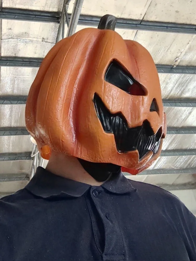 Masque de tête de citrouille d'halloween en Latex, couvre-tête, masque de citrouille effrayant, nouveauté respirante, masque Jackolantern, robe fantaisie