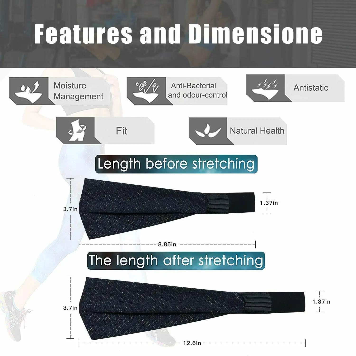 النساء اليوغا الجري عصابات الرأس الرياضية تجريب العصابات الشعر عمامة رئيس التفاف عقال تمتد العصابة رياضة اللياقة البدنية رباط شعر واسع #4