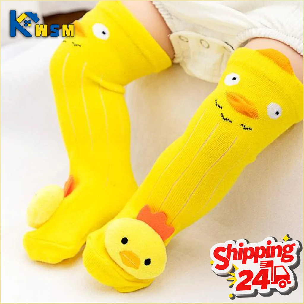 Baby Winter Cartoon Long Sock 3D Animal Over-the-Knee Cotton Socks for Boys and Girls Non-Slip Toddler Socks Christmas Gift