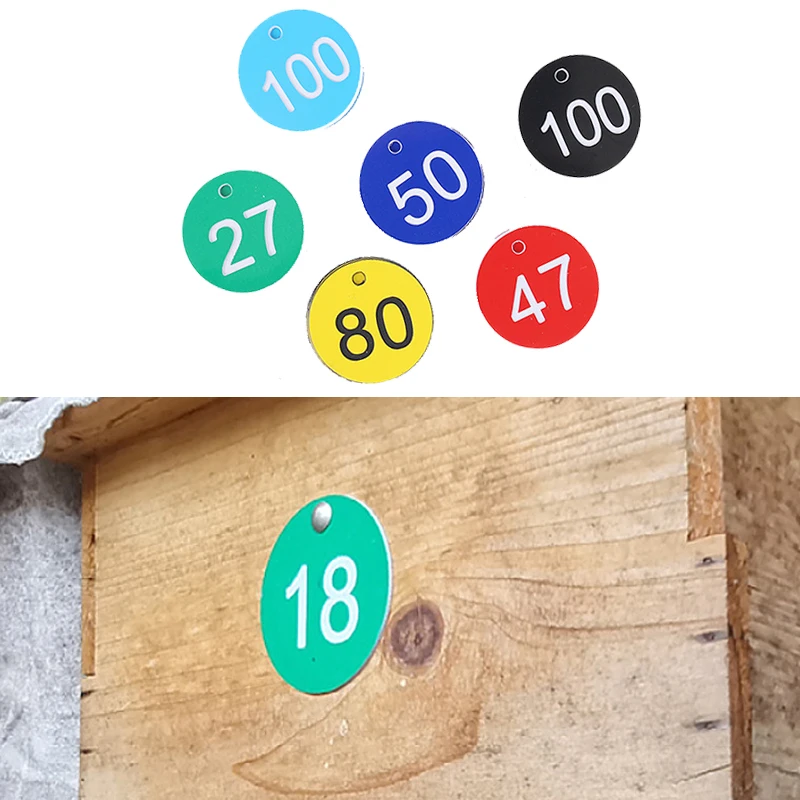 50Pcs Numbered Sign Labels Beehive Tags Garden Box Mark with Hole Plant Markers 1-50 Plastic ID Number Tags Signs Wholesale