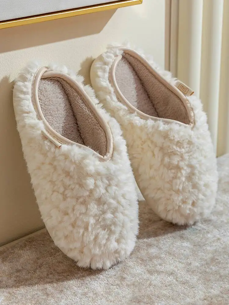 

Unisex Slippers 2025 Winter Home Slippers Women's Men's Couple Furry Indoor Soft Soled Warm Fluffy Floor Household Slippers