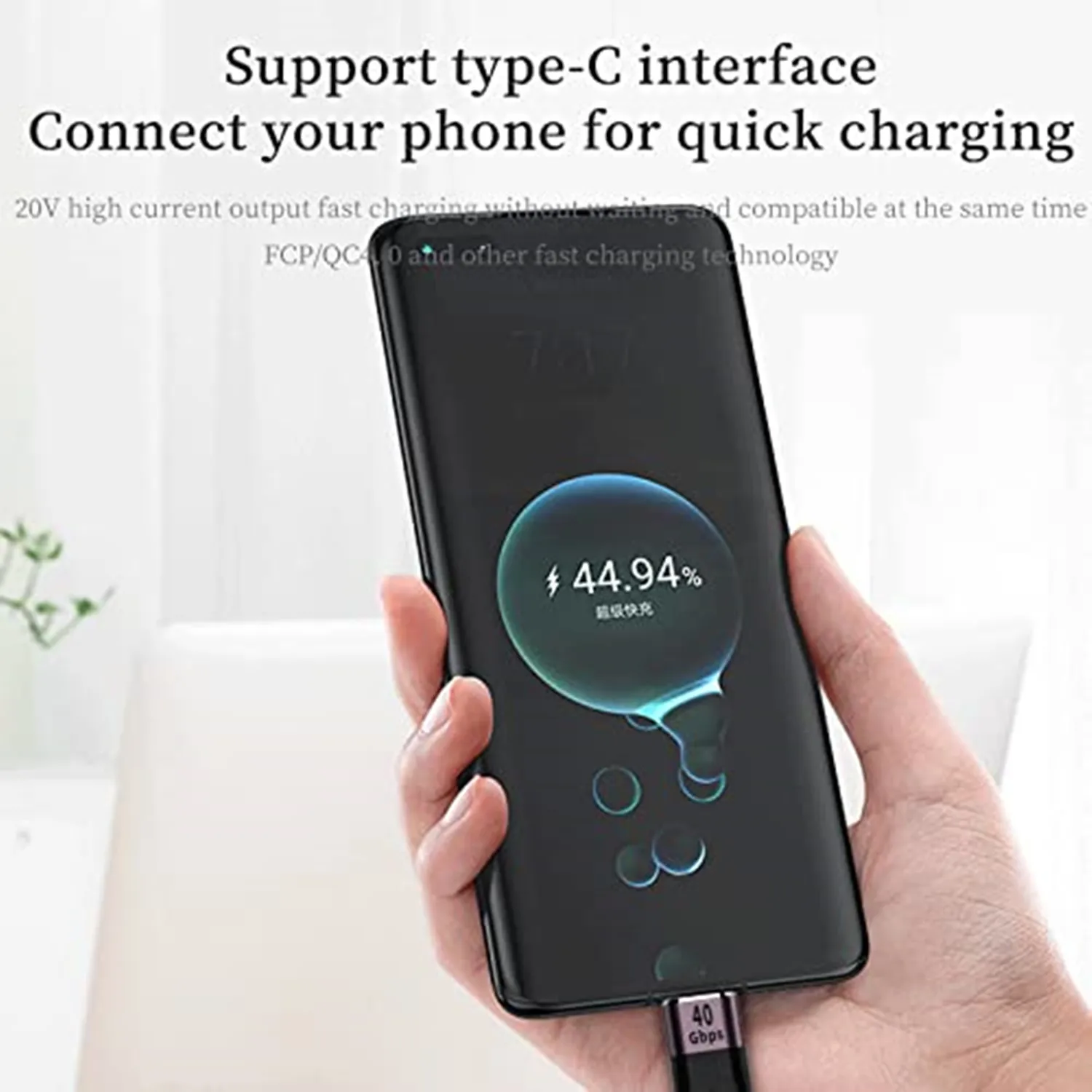 Short USB C Cable，USB C to C 0.4 Ft Flexible Cable Support Thunderbolt 4/3,USB4, PD 100W Quick Charge,8K Video,40Gbps Data