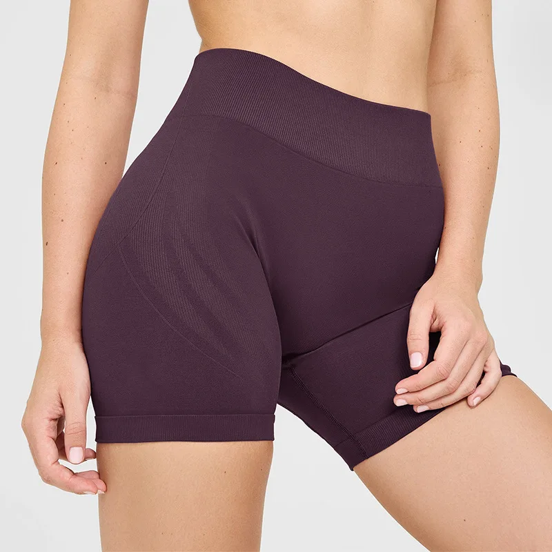 ENYFD Women's EnhanceLift Seamless Yoga Shorts - High Waisted Tummy Control Anti-Squat Stretch Fitness Shorts for Gym & Running