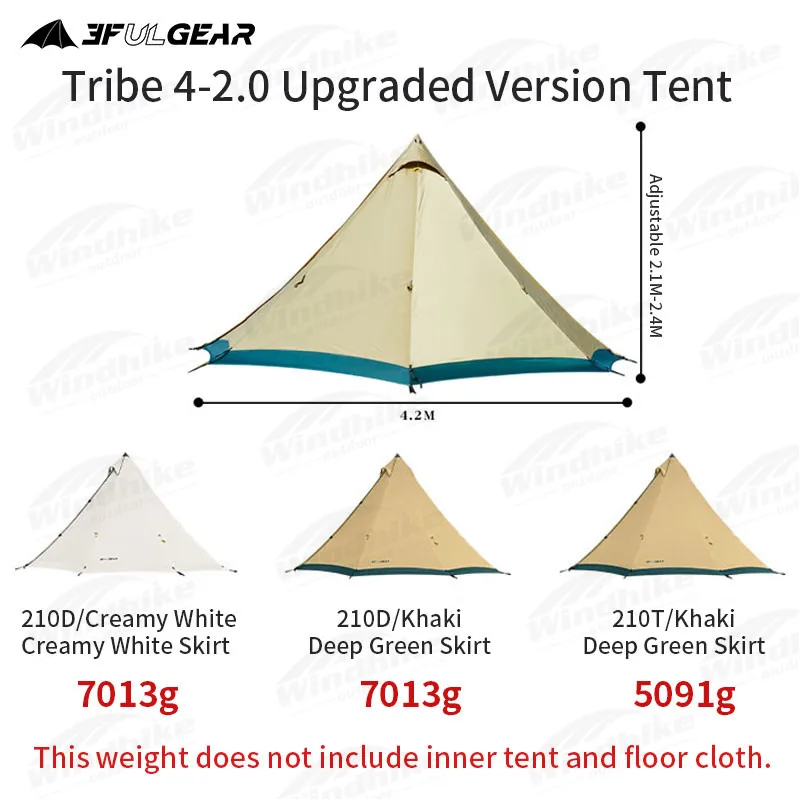 3F UL GEAR 2023 ترقية جديدة 2.0 خيمة الهرم القبلية قابلة للتوسيع مساحة كبيرة 2IN1 المظلة 210T/210D خيمة فاخرة للسفر المحمولة