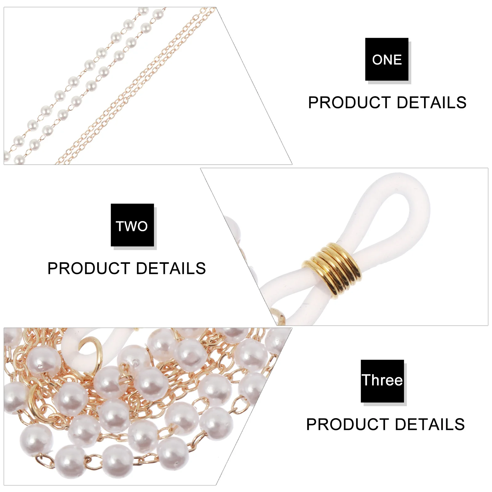 

2Pcs Pearl Eyeglass Chain Durable Drop-Resistant Non-Slip Eyewear Retainer Strap Protective Glasses Holder Fashionable Accessory