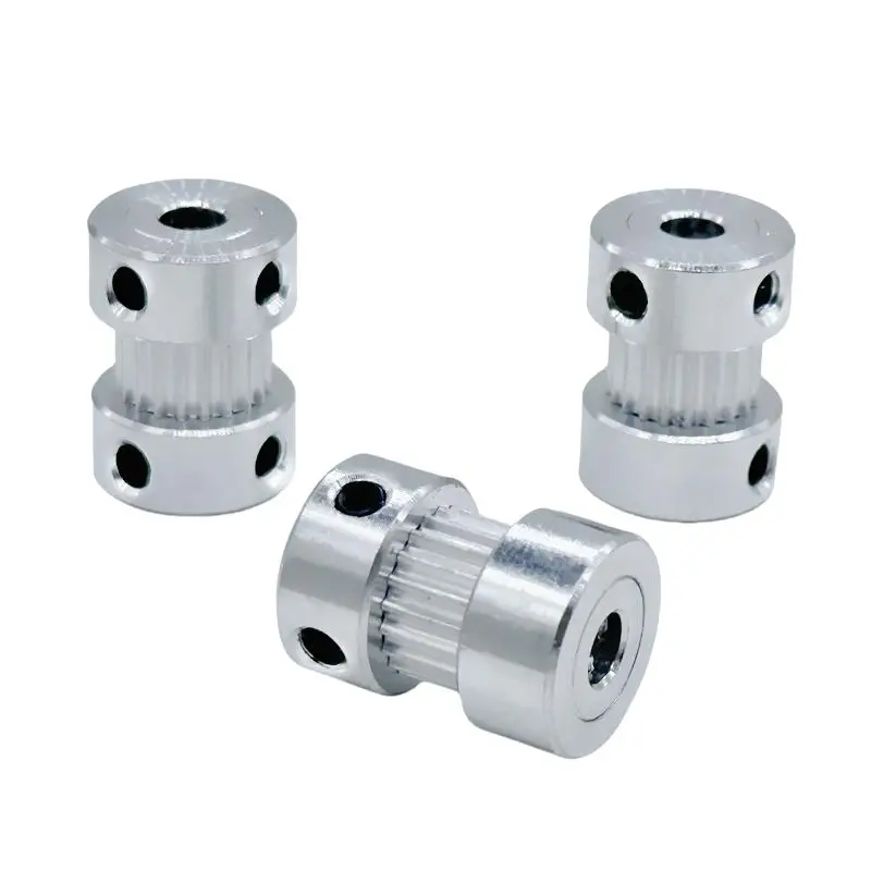 3D Printer & Engraver Accessory: 2GT Timing Pulley - 20 Teeth, Aluminum Alloy, Double-Ended with M4 Set Screws