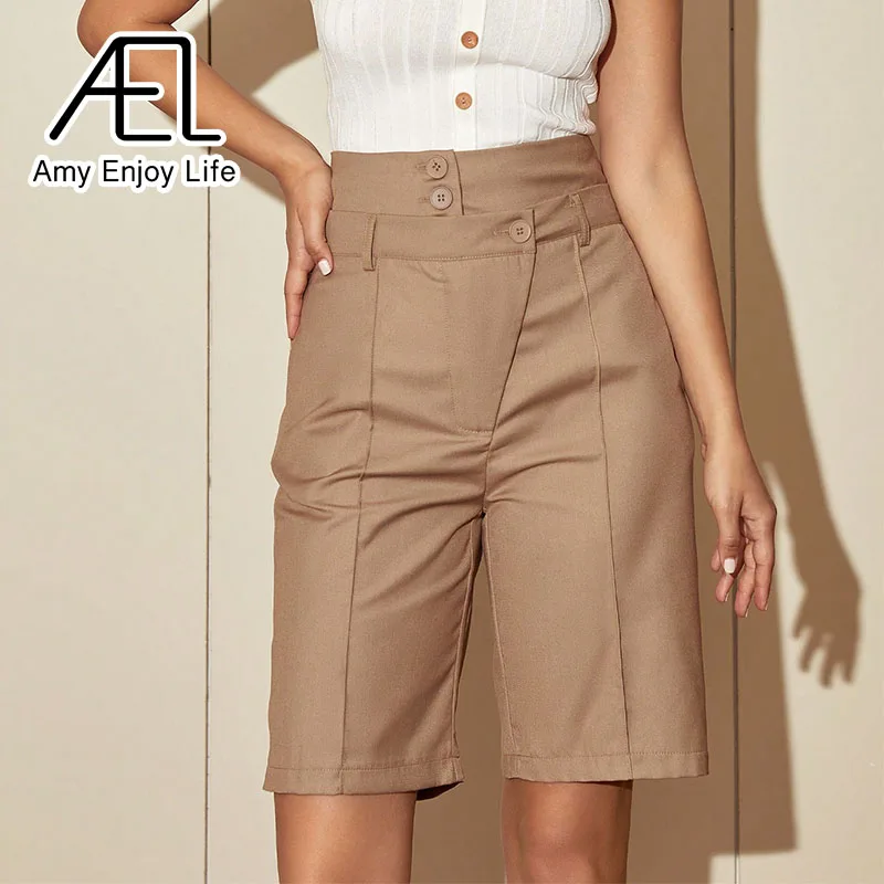 AEL Women\'s Shorts Summer Solid Simple Pants Fashion Office Elegant Straight Spring Summer Fall Female Shorts