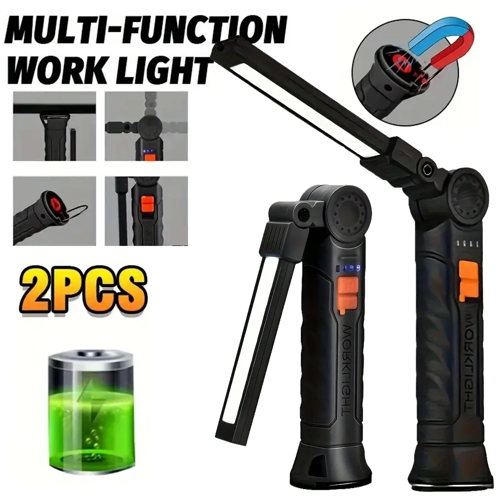 

Портативный светодиодный фонарик COB, перезаряжаемый рабочий фонарь с магнитным подвесным светильником Lanterna со встроенной батареей, фонарик для кемпинга