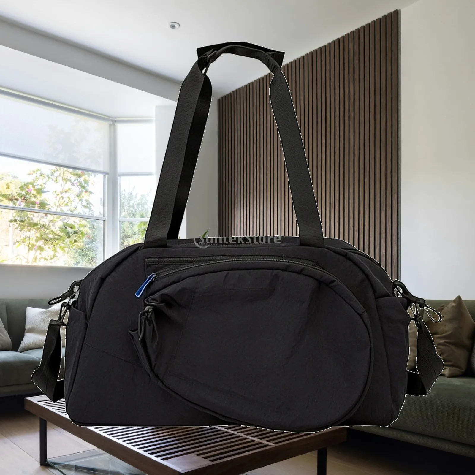 Elongated Athletic Bag with Zippered Compartments Versatile Tennis Racket Bag Multi Multi-Compartment Sports Duffel with