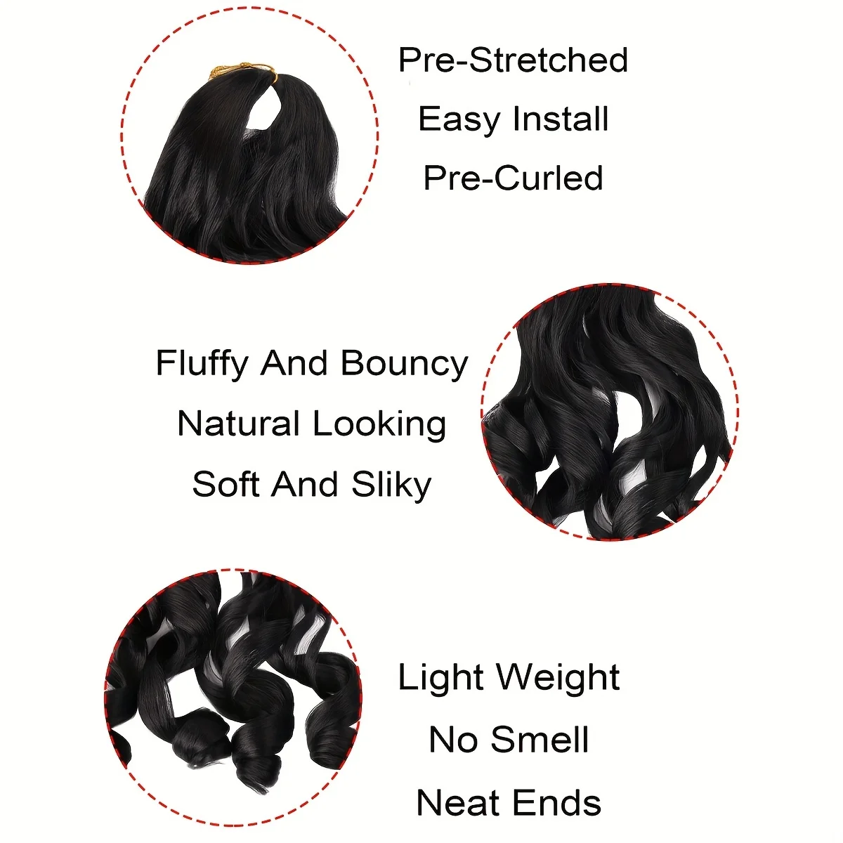 French Curly Braiding Hair Pre Stretched Bouncy Braiding Hair Easy Braid Curl Braids, Lightweight Synthetic Wavy Hair Extensions