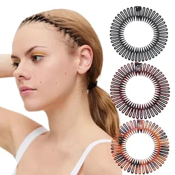 2pcs Rhinestone Plastic Full Circle Stretch Diamond Flexible Comb Teeth Headband Hair Band Clip Face Wash Fixed Hair Accessories