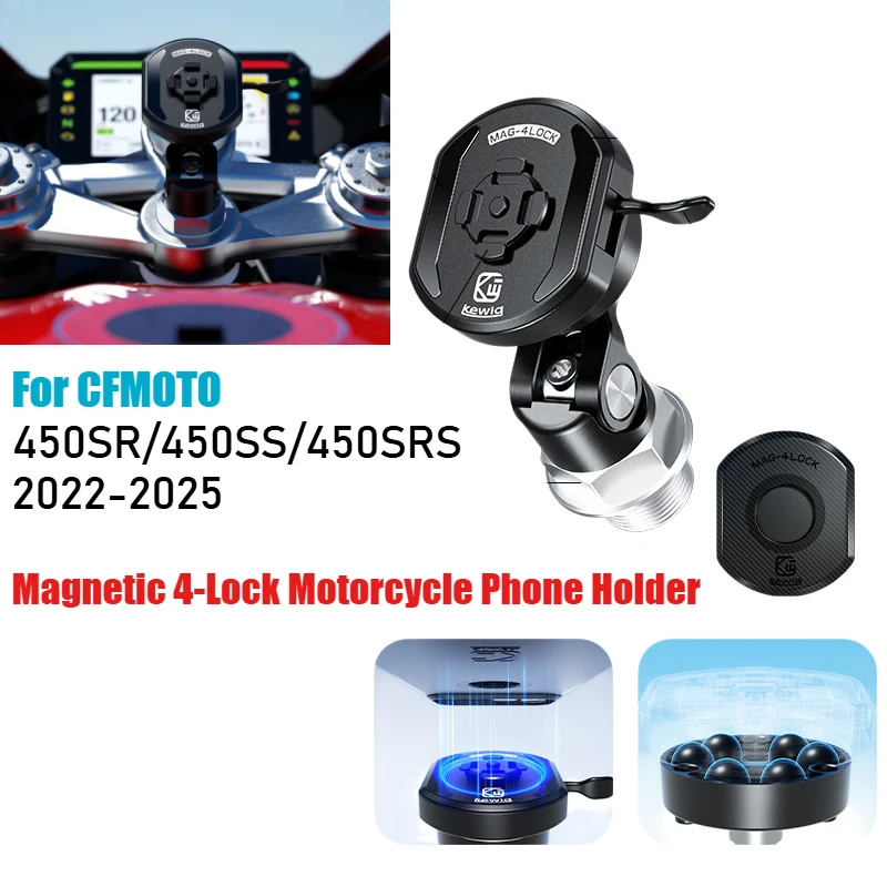 

For CFMOTO 450SR 450SS 450SRS Motorcycle Phone Mount Quick Release Magnetic CNC Aluminum Alloy Shock Absorber Navigation Holder