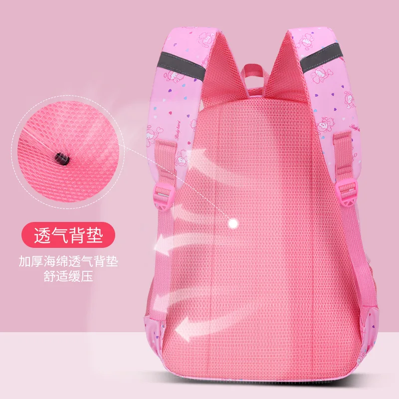 Mochila escolar con estampado de dibujos animados para estudiantes de primaria, mochila bonita de gran capacidad, ligera, impermeable, con apertura lateral