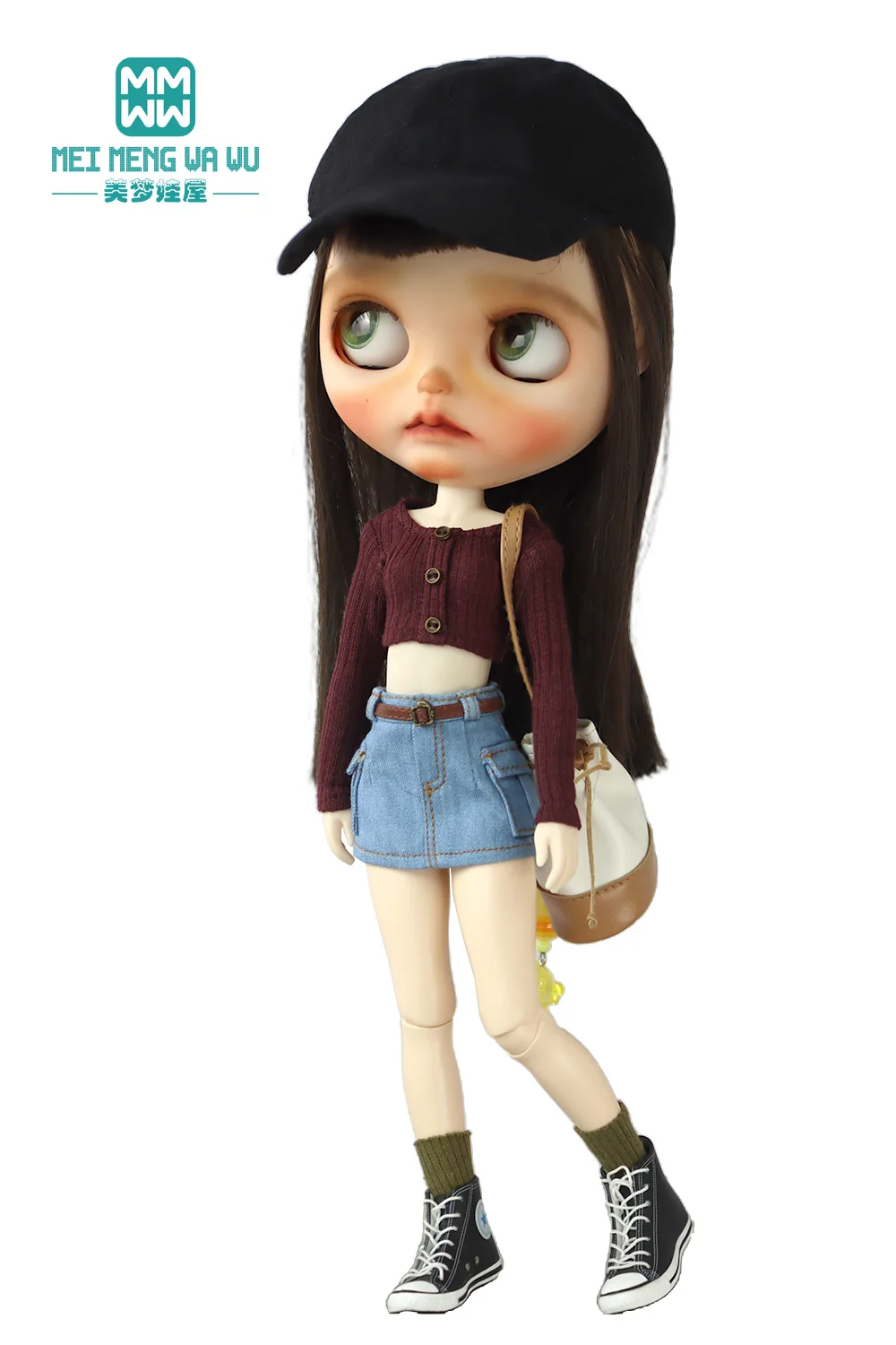 28 cm Blyth-Puppenkleidung, modische bonbonfarbene Blusen, Mini-Jeansröcke für OB23 OB24 Azone-Puppenzubehör – Detail 29