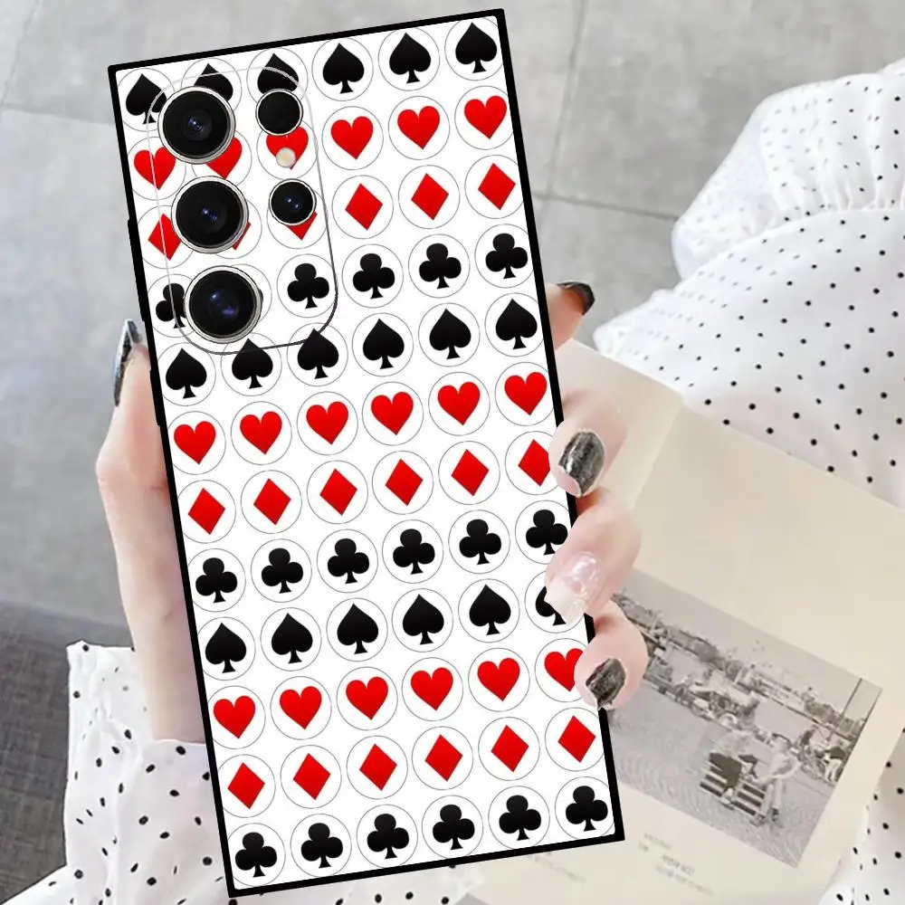 Poker pattern Phone Case For Samsung Galaxy S24 S23 S22 S21 S20 Ultra FE Plus M55 M54 Black Case Cover