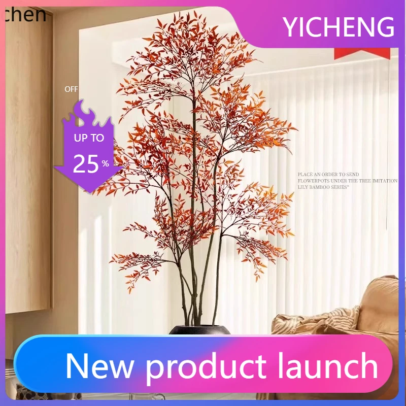

LYY simulation green plant Nantian bamboo light luxury living room floor ornament potted false tree