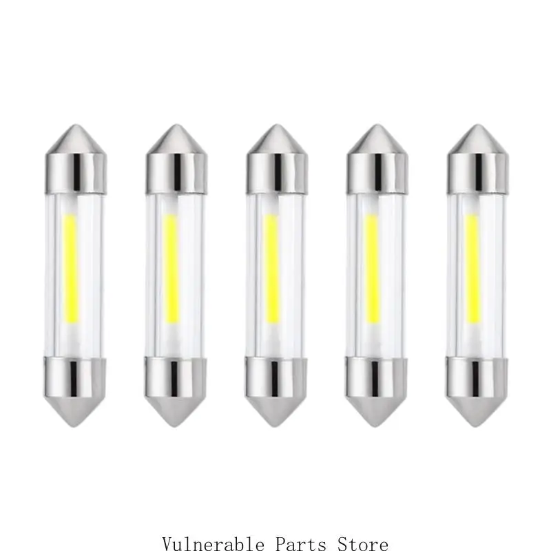 Festoon Interior Light Replacement Bulb 12V LED Pack of 5 Clear Tube Lamp for Car Reading, Map and Cabin Lighting