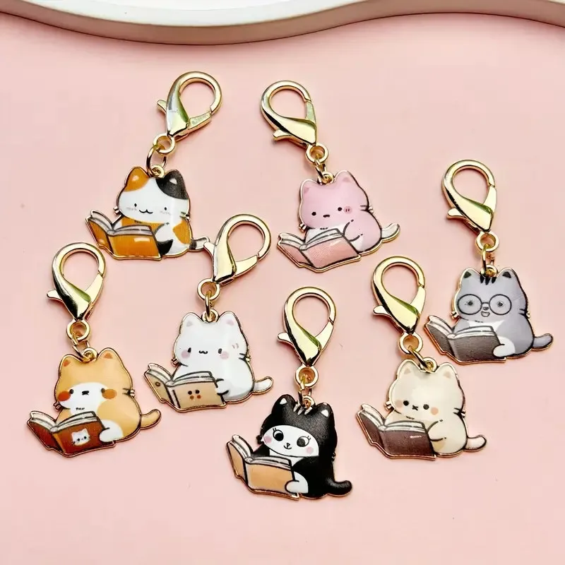 

7 шт., застежка-лобстер для чтения с мультяшным котом, съемные подвески для обуви «сделай сам», для кроссовок, ботинок, Рождества, Дня святого Валентина
