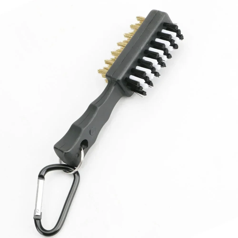 Golf Club Brush Golf Pole Putter Portable Short Handle Double Sided Groove Cleaner Cleaning Brushes with Keychain for Golf Clubs