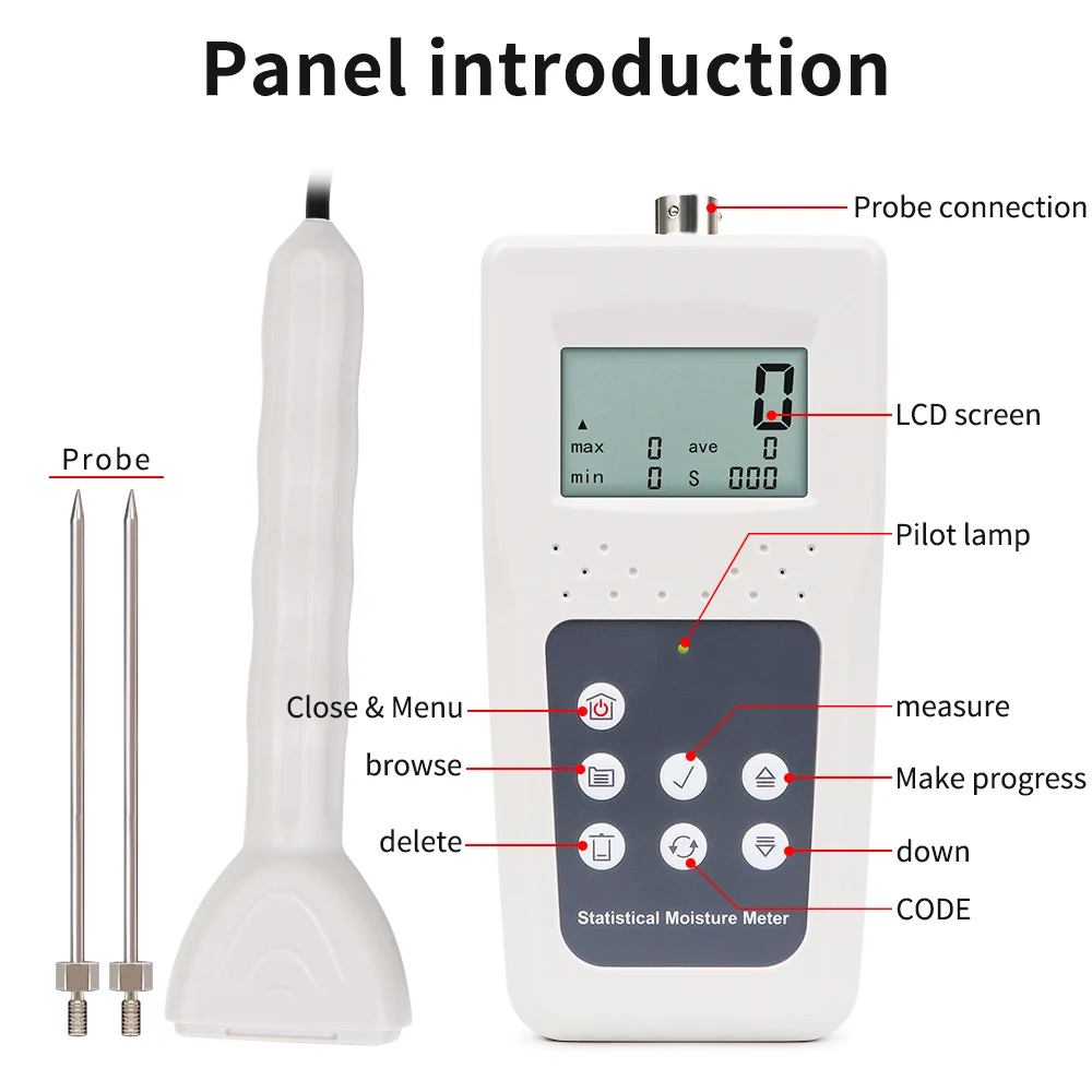 

4-90% Textile Moisture Meter Professional KMS680T Textile Hygrometer Cotton Coil Twin Silk Humidity Tester with Storage Function