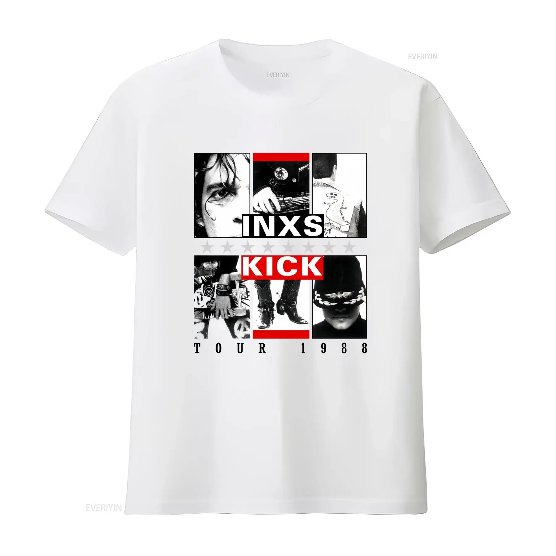 Vintage Classic Rock Band INXS Kick Album Print Casual Streetwear T Shirt vintage Washed Breathable homme Comfortable Stylish