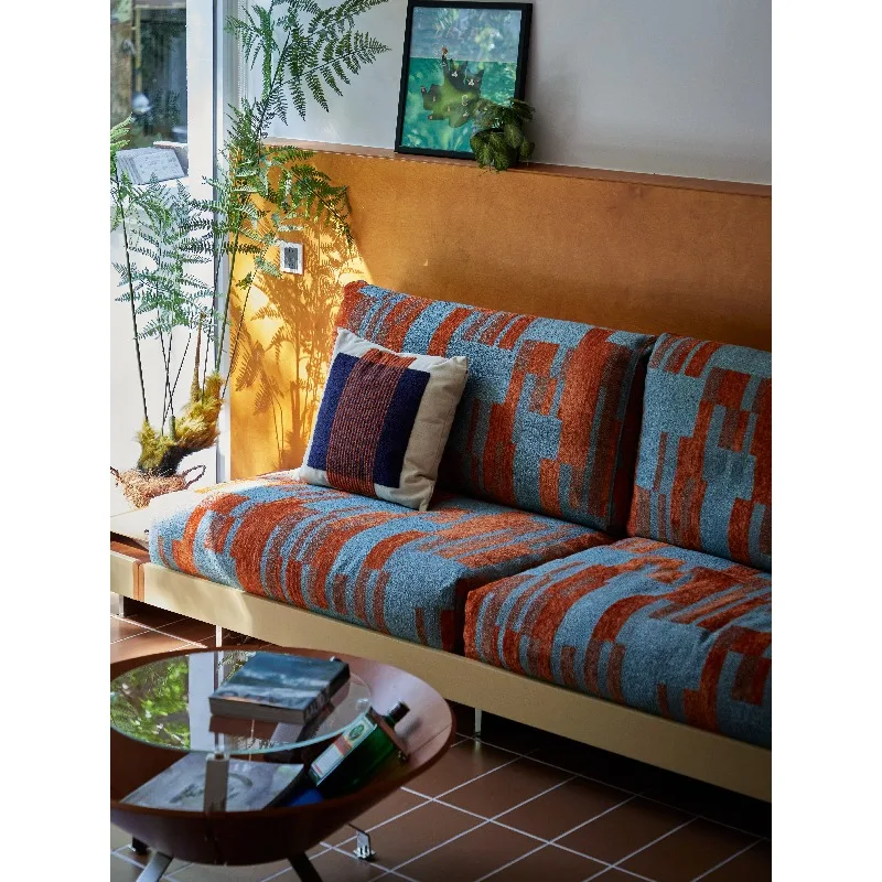 Three-person modular sofa bed without armrests Small apartment medium and ancient style