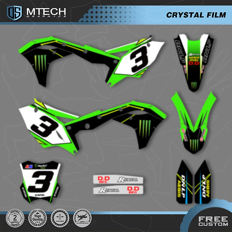 DSMTECH MOTOR Custom Team Motorcycle Graphics Decals Stickers Kits For KAWASAKI KXF250 KX250F KXF 250 2017 2018 2019 2020 003