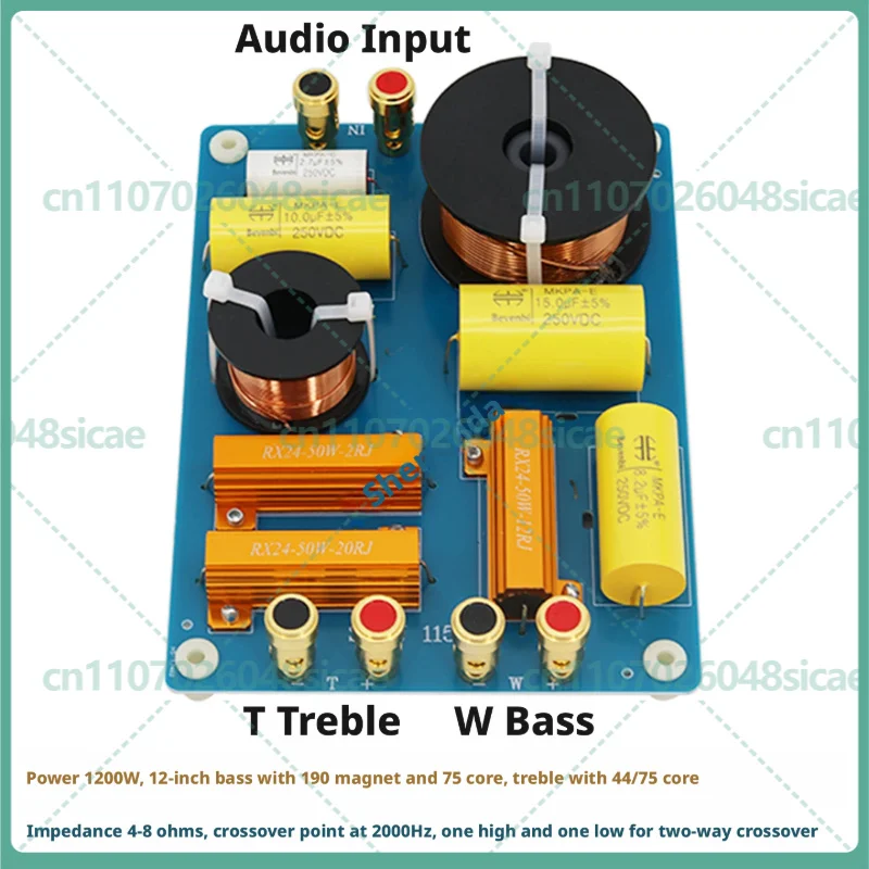 1200W High Power Stage Speaker 2 Way Crossover 1 Tweeter 1 Woofer Air Core Inductor With Binding Posts Fit 12 15 Inch Audio