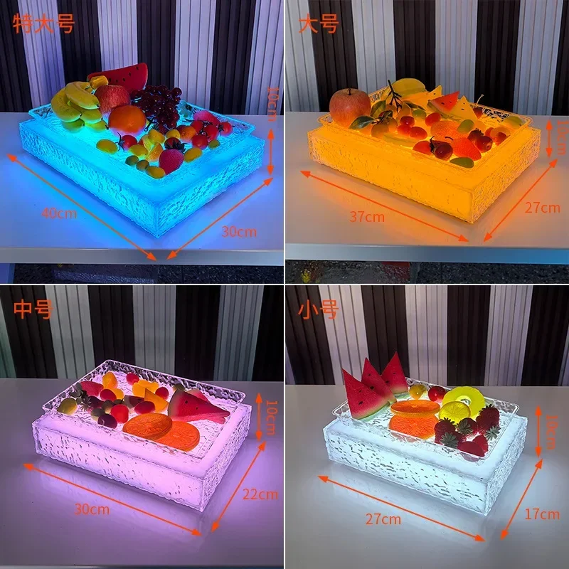 LED luminous acrylic fruit frozen fruit transparent ice pattern snack plate ktv bar nut gourmet snack plate gourmet