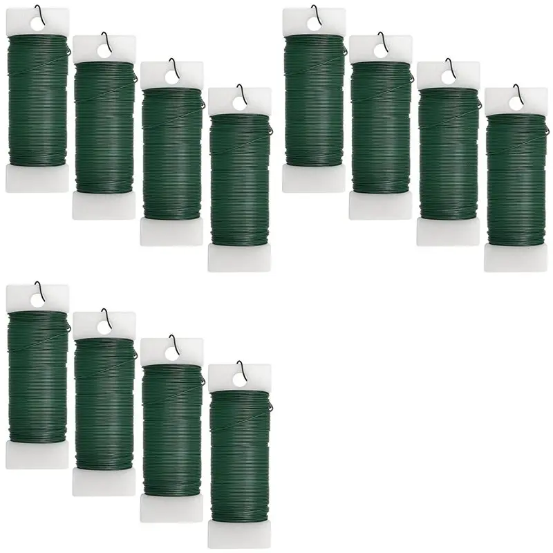 12Pack Floral Wire Flexible Paddle Wire Florist Green Wire For Crafts,Garland And Floral Flower Arrangement