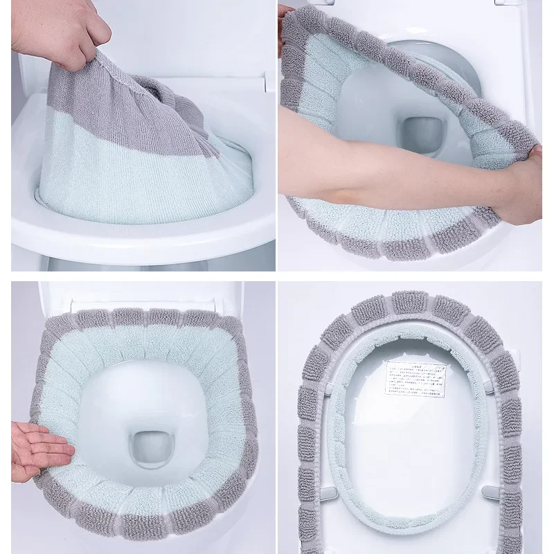 Stretchable Bathroom Toilet Seat Closestool Washable Soft Winter Warmer Mat Pad Cushion O-shape Toilet Seat Bidet Covers